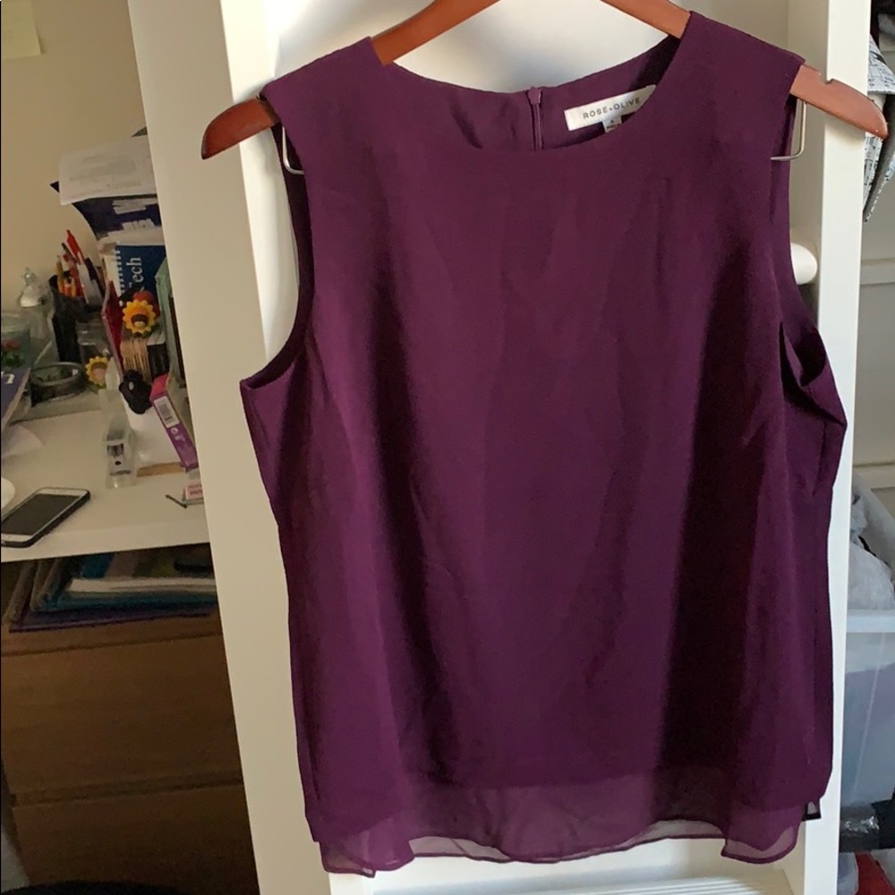 Rose+Olive sleeveless top purple color size S
